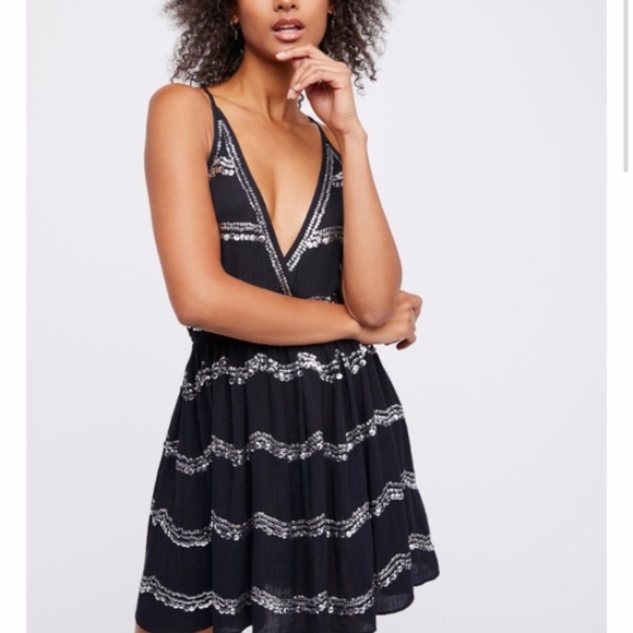 Free People Dresses & Skirts - FP NWT Make It Rain Sparkle Beaded Stripe Dress